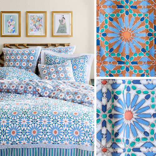 Mosaique Bleue ~ Moroccan Blue Bedding, Curtains, Table Linens